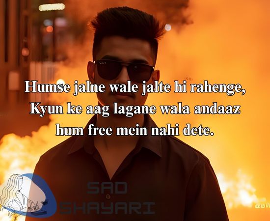 Attitude boy with fire background showing killer confidence and bold style